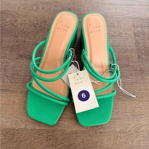 A New Day Vibrant Green Strappy Heels